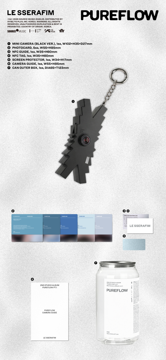LE SSERAFIM - 2nd Studio Album 'PUREFLOW' pt.1 (Mini Camera Ver. / Black)